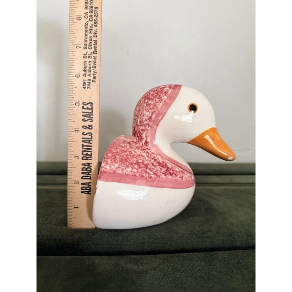 N. S. Gustin Handpainted Duck Doorstop Bookend Pottery Ceramic Mother Goose